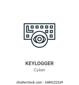 Keylogger outline vector icon. Thin line black keylogger icon, flat vector simple element illustration from editable cyber concept isolated stroke on white background