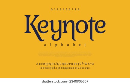 Keynote creative vintage alphabet font. Digital abstract moslem, futuristic, fashion, sport, minimal technology typography. Simple numeric vector illustration