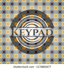 Keypad arabic badge background. Arabesque decoration.