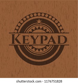 Keypad badge with wood background