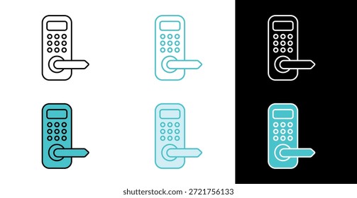 Cerradura de puerta del teclado con el icono de la palanca para las interfaces elegantes de la seguridad casera en línea y estilo del relleno