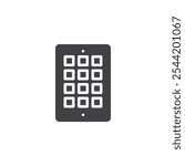 Keypad for entering security code vector icon. filled flat sign for mobile concept and web design. Security Keypad glyph icon. Secure access symbol, logo illustration. Vector graphics