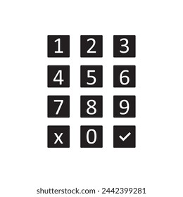 Entrada de teclado. Teclado digital, vector de acceso de marcador Botones con números ilustración simple plana sobre fondo blanco...