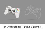 Keypad, gamepad, controller, input device. Console gaming, video games, entertaiment, arcade. Retro Gaming controller line and color drawing. Flat style, colorful, vector gaming illustration. 