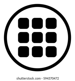 Keypad icon in circle on white background