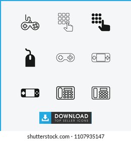 Keypad icon. collection of 9 keypad filled and outline icons such as mouse, joystick, desk phone, hand on atm. editable keypad icons for web and mobile.