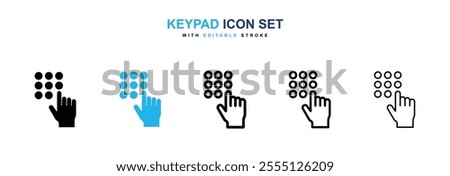 Keypad icon collection in black and blue colors