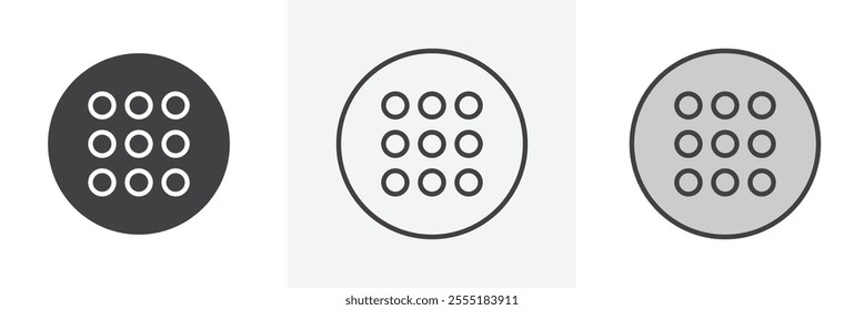 Keypad icon collection in black and colored style.