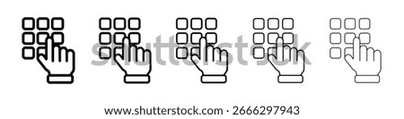 Keypad icon logo in stroke lines collection