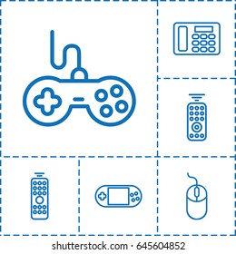 Keypad icon. set of 6 keypad outline icons such as joystick, mouse, portable console, desk phone
