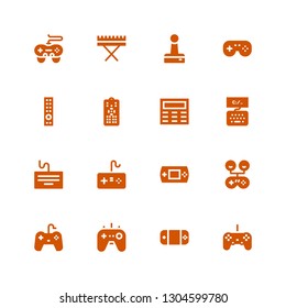 keypad icon set. Collection of 16 filled keypad icons included Controller, Gamepad, Keyboard, Keypad, Remote control, Joystick