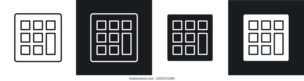 Keypad icon vector collection in black and white.