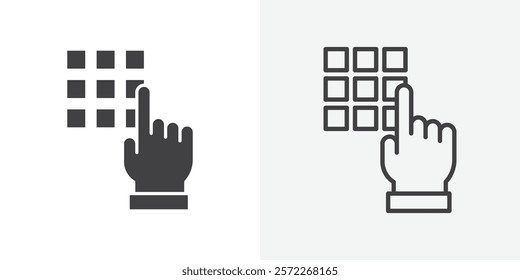 Keypad icons. flat and line style set