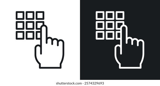 Keypad icons in thin black and white stroke liner style