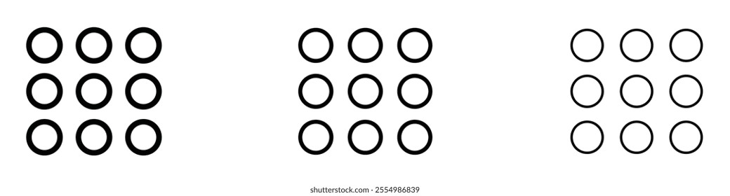 Keypad icons in tree different stroke sizes