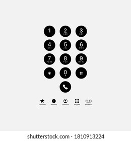 Keypad aislado en segundo plano. Símbolo de teclado del teléfono moderno, simple, vector, icono para el diseño de sitios web, aplicación móvil, ui. Ilustración vectorial