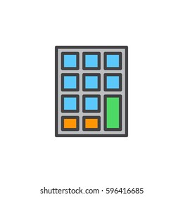 Keypad line icon, filled outline vector sign, linear colorful pictogram isolated on white. Symbol, logo illustration. Editable stroke. Pixel perfect