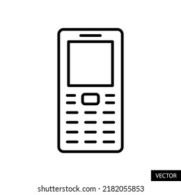 Keypad mobile phone vector icon in line style design for website, app, UI, isolated on white background. Editable stroke. EPS 10 vector illustration.
