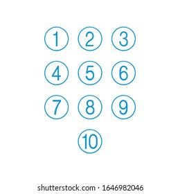 Keypad number set, numbers in circles. code or passcode to enter or unlock. Stock Vector illustration isolated on white background.