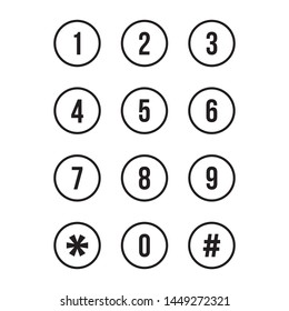 keypad number simple icon button vector