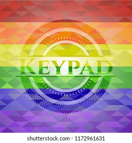 Keypad on mosaic background with the colors of the LGBT flag