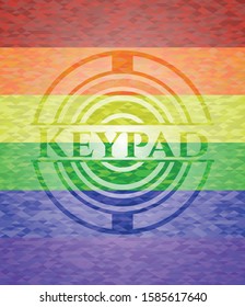 Keypad on mosaic background with the colors of the LGBT flag