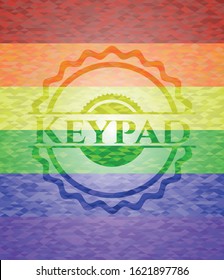 Keypad on mosaic background with the colors of the LGBT flag