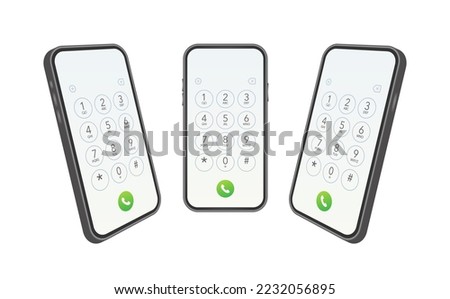 Keypad for on smartphone screen. Application Interface on mobile phone. Vector stock illustration.