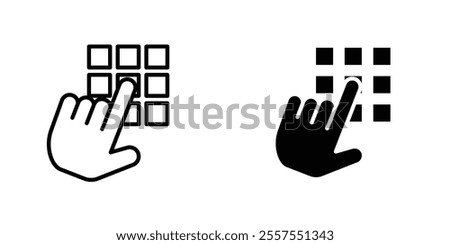 Keypad outlined and solid icon vector collection.