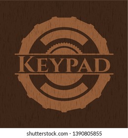 Keypad realistic wood emblem. Vector Illustration.
