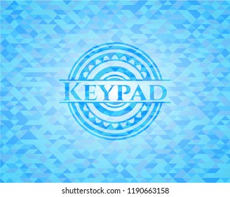 Keypad sky blue emblem with mosaic ecological style background