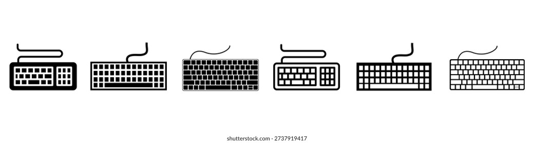 Keypad vector icon set. PC keyboard Illustration sign collection. QWERTY keyboard symbol. Computer keyboard logo.