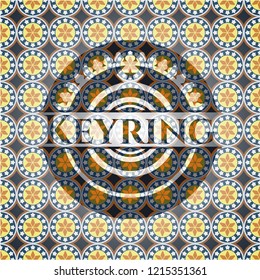 Keyring arabic badge background. Arabesque decoration.