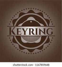 Keyring badge with wood background