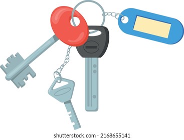 Keyring cartoon icon. Property symbol. Door keys isolated on white background