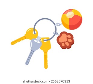 Keyring with keys and bibelot vector illustration