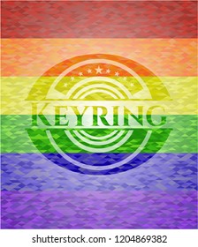 Keyring on mosaic background with the colors of the LGBT flag