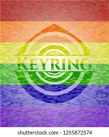 Keyring on mosaic background with the colors of the LGBT flag