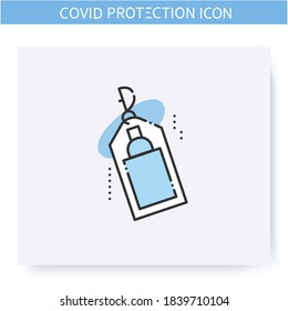 Keyring sanitizer line icon. Charm with mini pocket sanitizer. Hand disinfection. Hygiene and disinfection concept. Coronavirus spread prevention. Isolated vector illustration. Editable stroke 