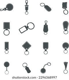 Keyring silhouette, Key holder silhouette, Keyring vector.