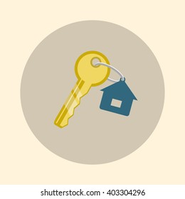 The keys to the apartment golden, trinket, color. Icon vector illustration.