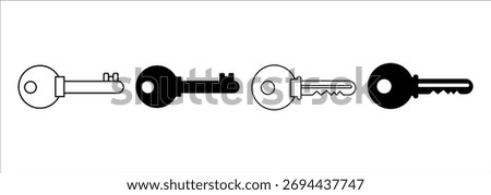 Keys black silhouette icon set collections vector.
