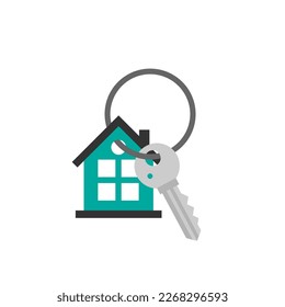 Keys, keys with a block in the form of a house. Metal keys. Flat style. Vector illustration