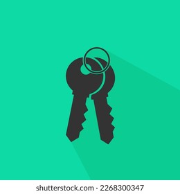 Keys, bunch of keys. Silhouette of keys. Flat style. Vector illustration