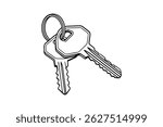 Keys Bunch Vector Drawing Icon Line Art