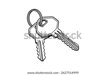 Keys Bunch Vector Drawing Icon Line Art