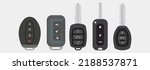 Keys to the car. Five types of keys on a gray background.