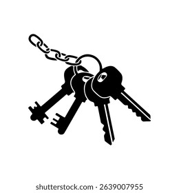 keys chain silhouette icon vector flat design on white background