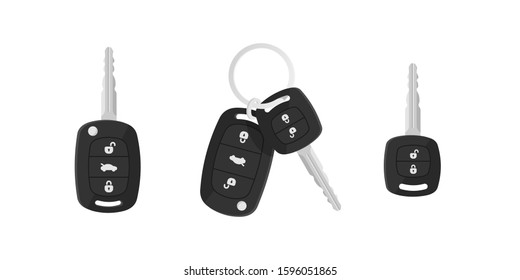 Сar keys. Charm of the alarm system. Isolated vector illustration in flat style.