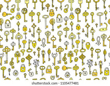 Keys collection, seamless pattern for your design